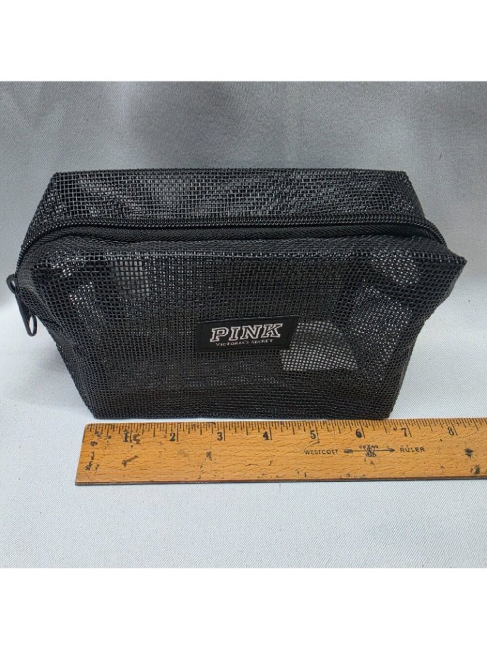 Rare PINK Victoria's Secret Black Mesh Cosmetic Bag NIP Travel Makeup Case - Picture 6 of 8